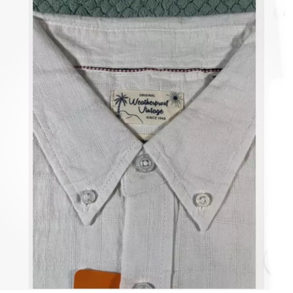 Weatherproof Vintage Men’s Washable Linen Short Sleeve Woven Shirt White XXL - Picture 6 of 9